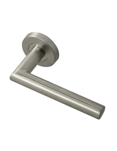 Manivela -L- 812 Recta con Roseta Redonda Acero Inox