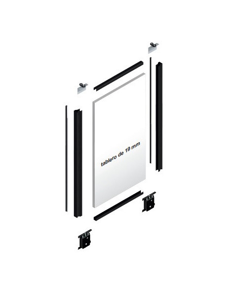 Kit para puerta corredera tablero 19 plata mate (TR19-s85)