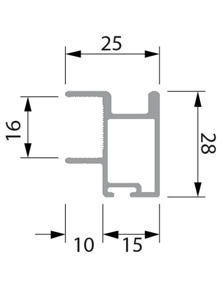Kit para puerta corredera tablero 16 plata mate (TR16-min)