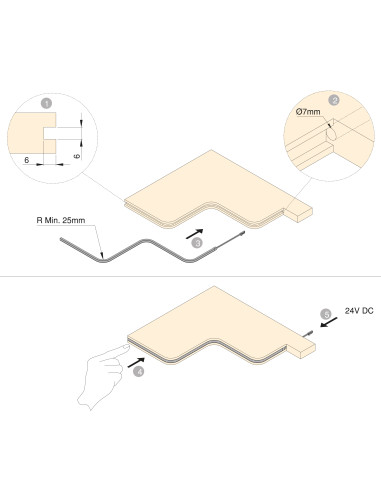 TIRA LED 6X6 NEONLYNX H 7.2W/M IP65 (24V DC) LUZ BLANCA CALIDA 2700K